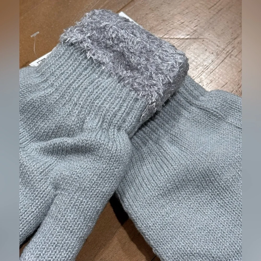 Women’s rib stitch fuzzy cuff gloves